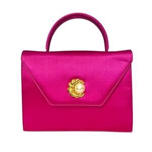 Celine Vintage Pink Satin Top Handle Handbag